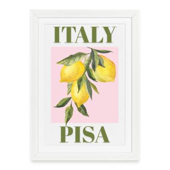 Italie Pisa Vacances plage Citrons Toscane Mode - Affiche encadrée (27 × 37 cm) - blanc - Devant