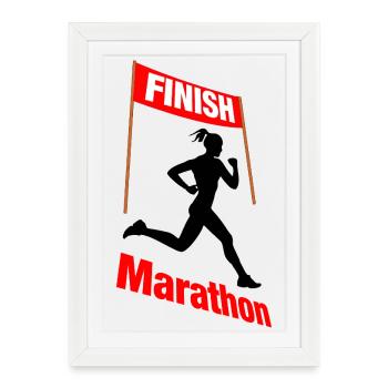 Female Marathon Finish – Race Victory - Framed poster (27 × 37 cm) - white - Front