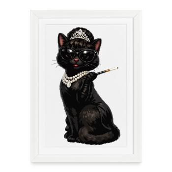 Cat Audrey - Affiche encadrée (27 × 37 cm) - blanc - Devant