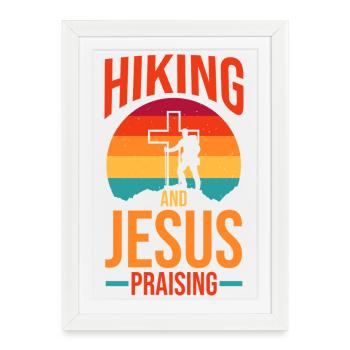 Hiking Mountain Trail Backpacking Outdoors Poaching - Framed poster (27 × 37 cm) - white - Front