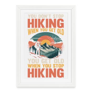 Hiking Mountain Trail Backpacking Outdoors Poaching - Framed poster (27 × 37 cm) - white - Front