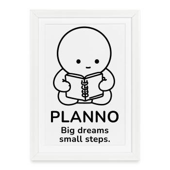 Plan – Grands Rêves | Motivation des petits pas - Affiche encadrée (27 × 37 cm) - blanc - Devant