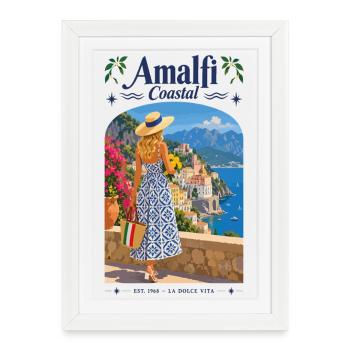 Amalfi Coastal Vue: Robe estivale - Affiche encadrée (27 × 37 cm) - blanc - Devant