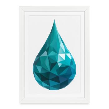 Water Drop - Cool Low Poly Logo - Framed poster (27 × 37 cm) - white - Front