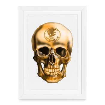 Skull with Adrenaline Emblem - Framed poster (27 × 37 cm) - white - Front