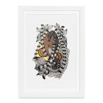 Vertèbres de serpent dans le tissu foliaire - Affiche encadrée (27 × 37 cm) - blanc - Devant
