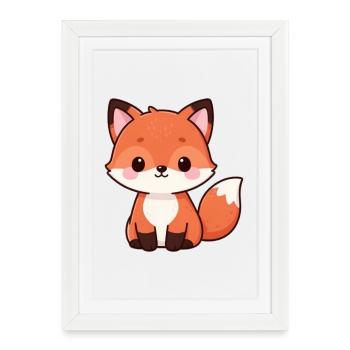 Cute Fox Kawaii Gift - Framed poster (27 × 37 cm) - white - Front