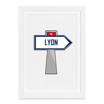Lyon Direction - Affiche encadrée (27 × 37 cm) - blanc - Devant