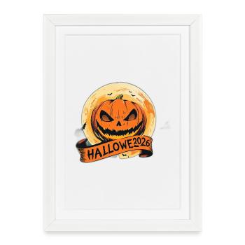 Halloween Pumpkin Banner 2026 - Framed poster (27 × 37 cm) - white - Front