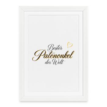 Edles Geschenk für den Patenonkel - Gerahmtes Poster (27 × 37 cm) - Weiß - Vorne