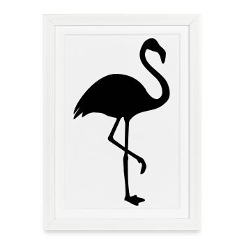 Silhouette Flamingo Tendance - Affiche encadrée (27 × 37 cm) - blanc - Devant