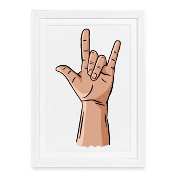 devil horns / rock and roll / metal hand gesture - Framed poster (27 × 37 cm) - white - Front