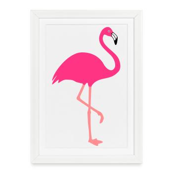 Flamingo - design animal - Affiche encadrée (27 × 37 cm) - blanc - Devant