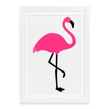 Flamingo Summer Sun Beach - Affiche encadrée (27 × 37 cm) - blanc - Devant