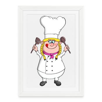 Cuisinier - cuisinier amateur - chef étoilé - Affiche encadrée (27 × 37 cm) - blanc - Devant