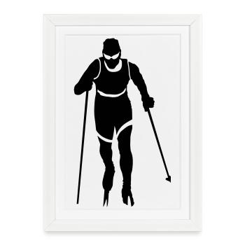 ski de fond - Affiche encadrée (27 × 37 cm) - blanc - Devant