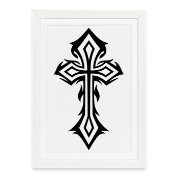 Croix, gothique, crucifix - Affiche encadrée (27 × 37 cm) - blanc - Devant