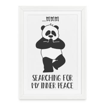 Funny Yoga Panda - Searching My Inner Peace - Framed poster (27 × 37 cm) - white - Front