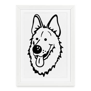 German Shepherd - Framed poster (27 × 37 cm) - white - Front