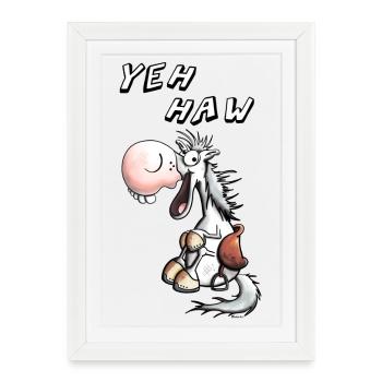 Yeh Haw Cheval - Affiche encadrée (27 × 37 cm) - blanc - Devant