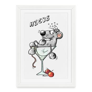 Drôle Cocktail Souris - Affiche encadrée (27 × 37 cm) - blanc - Devant