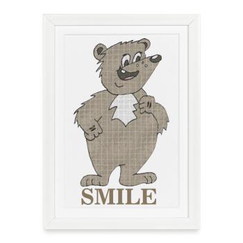 Sourire d'ours - Affiche encadrée (27 × 37 cm) - blanc - Devant