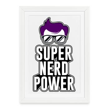 Super Nerd Power. - Framed poster (27 × 37 cm) - white - Front