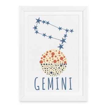 La constellation des Gémeaux - Affiche encadrée (27 × 37 cm) - blanc - Devant