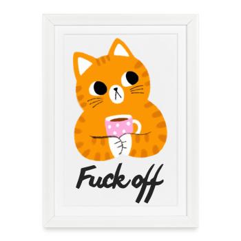 Annoyed cat - Framed poster (27 × 37 cm) - white - Front