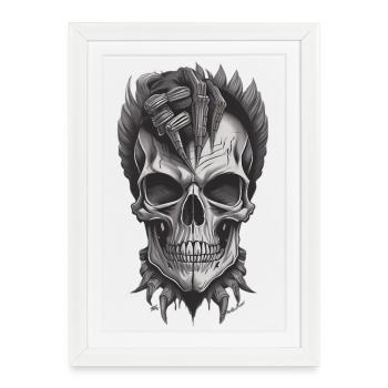 Crâne cool - Affiche encadrée (27 × 37 cm) - blanc - Devant