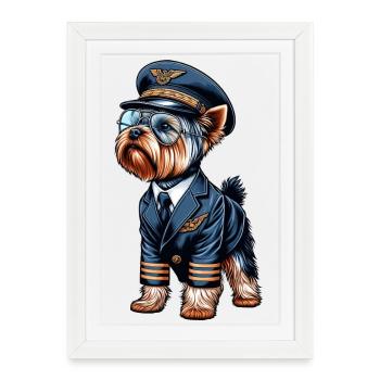 Yorkshire Terrier Pilot - Framed poster (27 × 37 cm) - white - Front