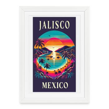 Motif de palmier Jalisco Mexico - Affiche encadrée (27 × 37 cm) - blanc - Devant