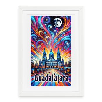 Design coloré de Guadalajara au Mexique - Affiche encadrée (27 × 37 cm) - blanc - Devant