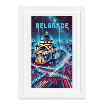 Belgrade Serbia Skyline Design - Framed poster (27 × 37 cm) - white - Front