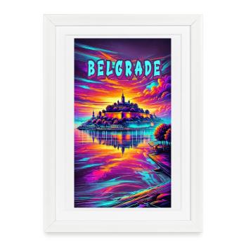 Belgrade Serbia souvenir design - Framed poster (27 × 37 cm) - white - Front