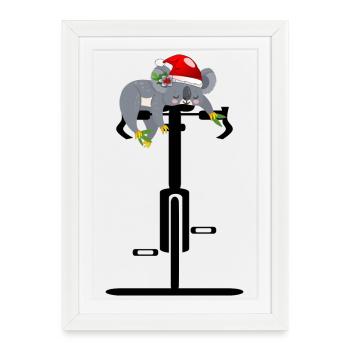 NOËL VÉLO CYCLISME KOALA BEAR - Affiche encadrée (27 × 37 cm) - blanc - Devant