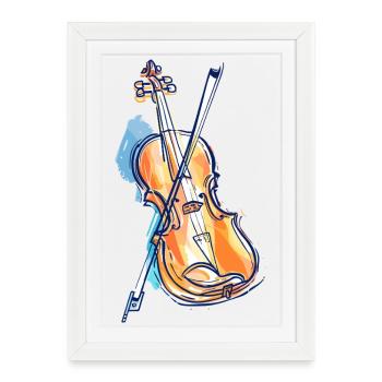 Violin Drawing - Framed poster (27 × 37 cm) - white - Front