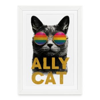 Hippie cat with sunglasses - Framed poster (27 × 37 cm) - white - Front