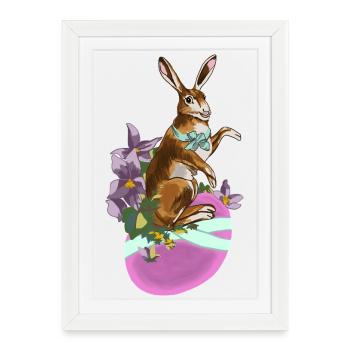 Hase_auf_Ei_rosa_im Art Nouveau peint - Affiche encadrée (27 × 37 cm) - blanc - Devant