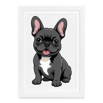 Bouledogue français - Affiche encadrée (27 × 37 cm) - blanc - Devant