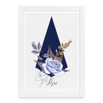 Rose on Blue - Framed poster (27 × 37 cm) - white - Front