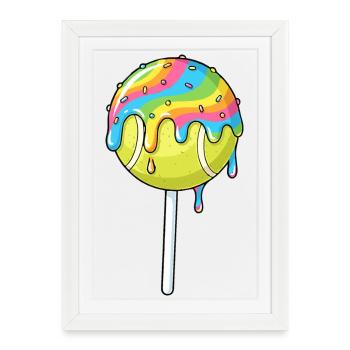 Tennis Nourriture Dessin animé Humour - Affiche encadrée (27 × 37 cm) - blanc - Devant