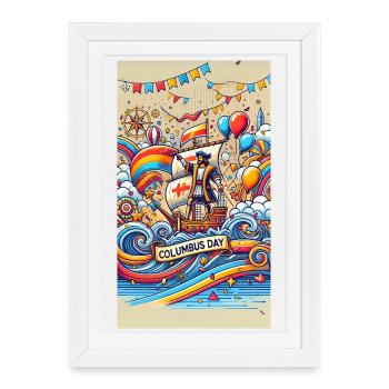 Columbus Day - Aventure en mer - Affiche encadrée (27 × 37 cm) - blanc - Devant
