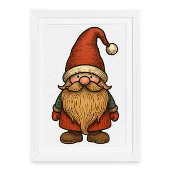 Lutin de Noël - Joyeux Noël  - Affiche encadrée (27 × 37 cm) - blanc - Devant
