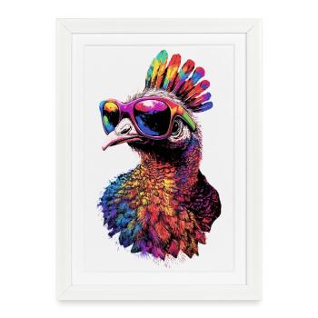 Dinde Poules Oiseaux Dinde - Affiche encadrée (27 × 37 cm) - blanc - Devant