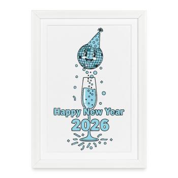 Happy New Year 2026 Party Celebration Design - Framed poster (27 × 37 cm) - white - Front