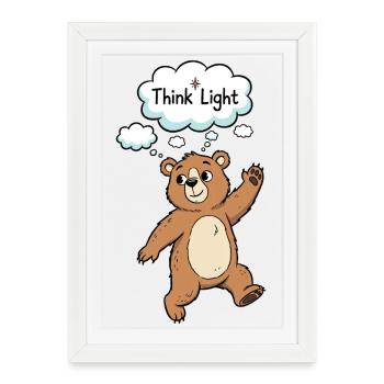 Think Light Bear Cartoon Motif - Framed poster (27 × 37 cm) - white - Front