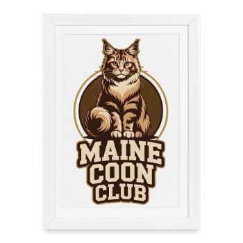 Logo du Maine Coon Club Design de l’amoureuse des chats - Affiche encadrée (27 × 37 cm) - blanc - Devant