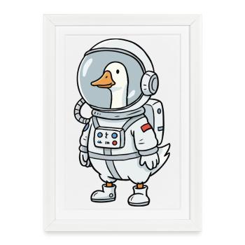 Space Goose Astronaut - Framed poster (27 × 37 cm) - white - Front