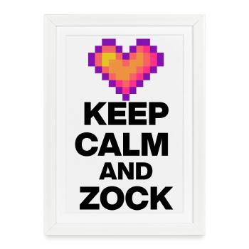 RESTEZ CALME ET JOUEZ ! CADEAU RÉTRO DE L’AMOUR 8 BIT - Affiche encadrée (27 × 37 cm) - blanc - Devant